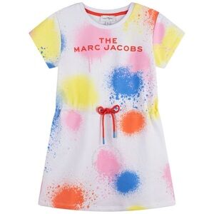 Little Marc Jacobs Girls Spray Paint Print Logo Dress Size 12 Drawstring Waist